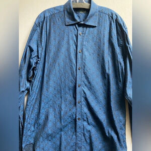 Ted Baker Archive blue paisley button down collar  flip cuff shirt Sz XL